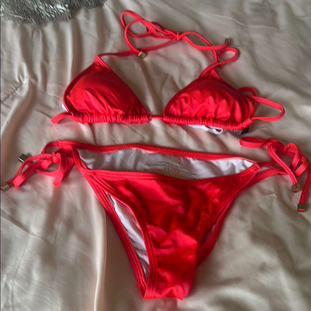 Vibrant Red Satin Micro Bikini Set